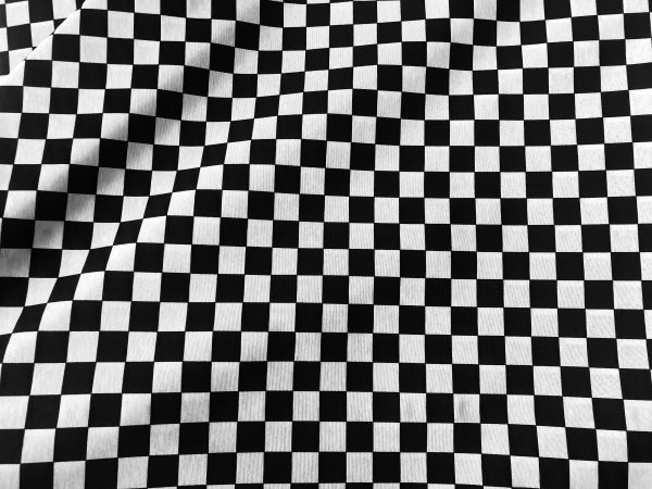 BLACK & WHITE Chef's Check Carnival Poly Cotton Geometric Uniform Apron Classic Checked Plaid Gingham Chess - 55"/140cm wide Canvas - Image 2
