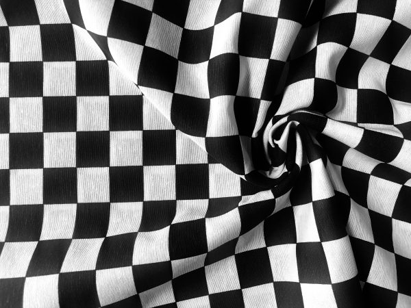 BLACK & WHITE Chef's Check Carnival Poly Cotton Geometric Uniform Apron Classic Checked Plaid Gingham Chess - 55"/140cm wide Canvas - Image 5