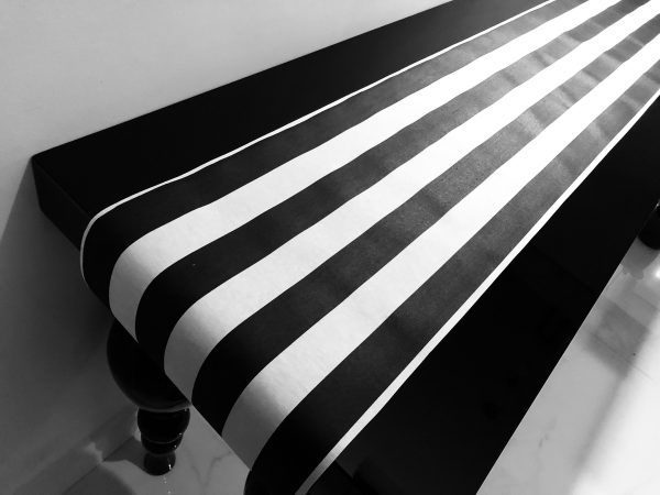 BLACK & WHITE Striped Teflon Table Runner For Events, Weddings, Home decor, Water Repellent - 12'' wide - Any Length - Image 5