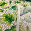 Geometric Palm Leaf Fabric Banana leaves Print Cotton Curtain Rhombus Upholstery Material Beige & Green – 55"/140cm wide Canvas