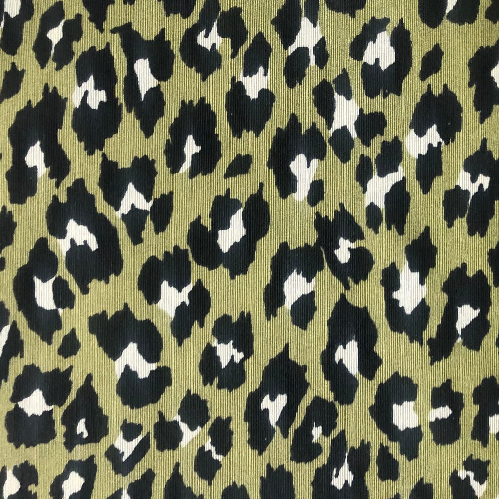 Green & Black Leopard Animal Fur Print Fabric Cotton Curtain Upholstery ...
