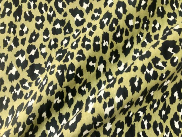 Green & Black Leopard Animal Fur Print Fabric Cotton Curtain Upholstery Material - 110"/280cm extra wide - Image 2