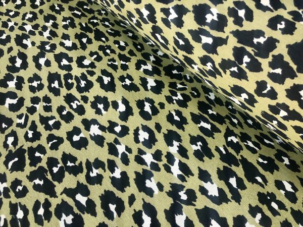 Green & Black Leopard Animal Fur Print Fabric Cotton Curtain Upholstery Material - 110"/280cm extra wide - Image 4