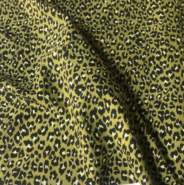 Green & Black Leopard Animal Fur Print Fabric Cotton Curtain Upholstery Material - 110"/280cm extra wide - Image 7