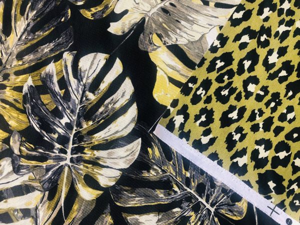 Green & Black Leopard Animal Fur Print Fabric Cotton Curtain Upholstery Material - 110"/280cm extra wide - Image 8