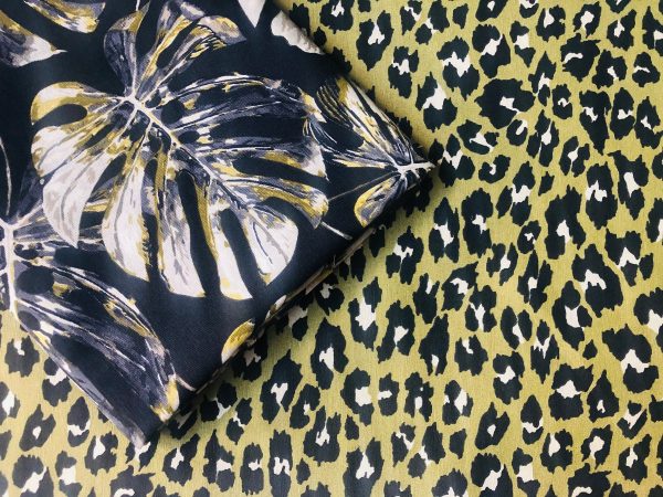 Green & Black Leopard Animal Fur Print Fabric Cotton Curtain Upholstery Material - 110"/280cm extra wide - Image 10