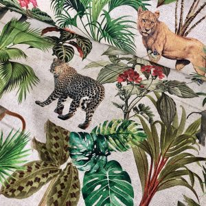 Safari Zoo African Animal Digital Print Fabric Tropical Jungle Palm