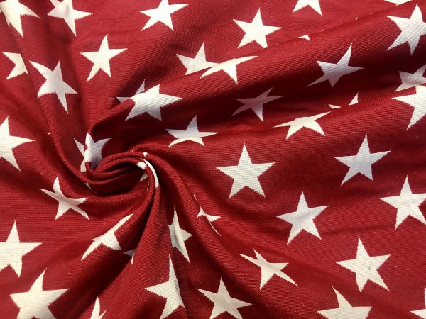 Christmas Stars Jacquard Double Face Gobelin Fabric Material for Curtains Home Decor Upholstery - 55"/140cm Wide - RED & WHITE - Image 2