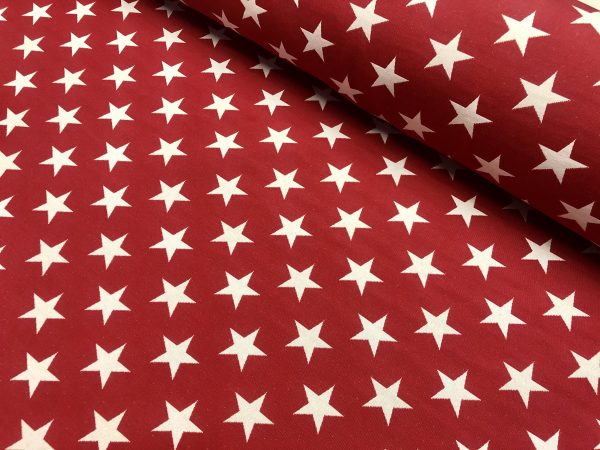 Christmas Stars Jacquard Double Face Gobelin Fabric Material for Curtains Home Decor Upholstery - 55"/140cm Wide - RED & WHITE - Image 3