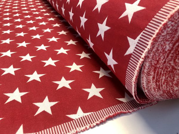Christmas Stars Jacquard Double Face Gobelin Fabric Material for Curtains Home Decor Upholstery - 55"/140cm Wide - RED & WHITE - Image 4