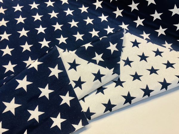 Christmas Stars Jacquard Double Face Gobelin Fabric Material for Curtains Home Decor Upholstery - 55"/140cm Wide - WHITE & NAVY BLUE - Image 2