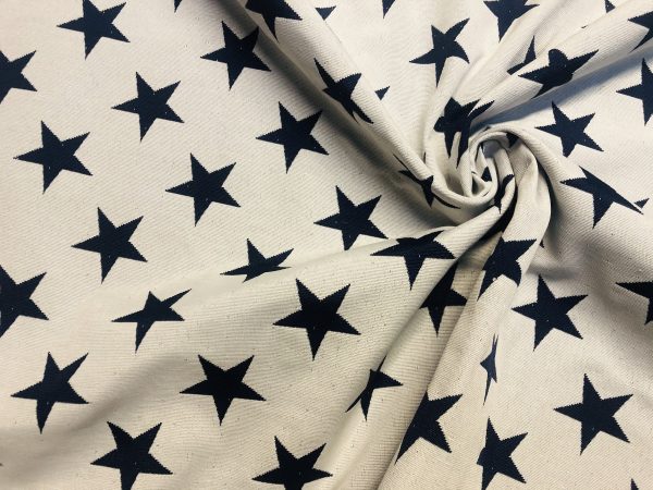 Christmas Stars Jacquard Double Face Gobelin Fabric Material for Curtains Home Decor Upholstery - 55"/140cm Wide - WHITE & NAVY BLUE - Image 3