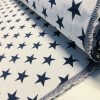 Christmas Stars Jacquard Double Face Gobelin Fabric Material for Curtains Home Decor Upholstery – 55"/140cm Wide – WHITE & NAVY BLUE