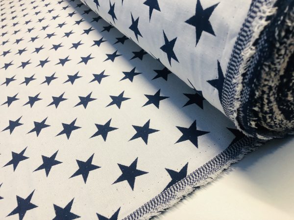 Christmas Stars Jacquard Double Face Gobelin Fabric Material for Curtains Home Decor Upholstery - 55"/140cm Wide - WHITE & NAVY BLUE - Image 5