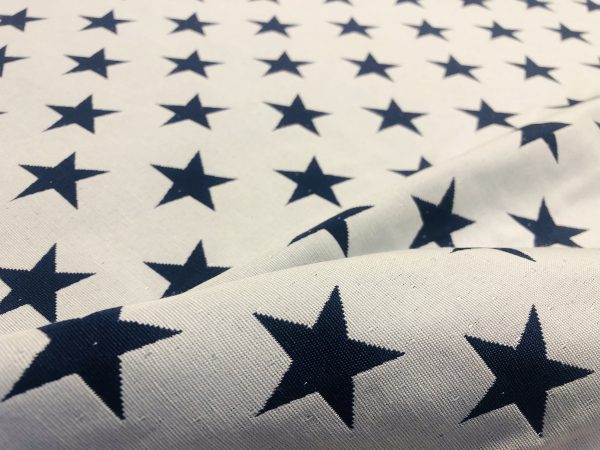 Christmas Stars Jacquard Double Face Gobelin Fabric Material for Curtains Home Decor Upholstery - 55"/140cm Wide - WHITE & NAVY BLUE - Image 6