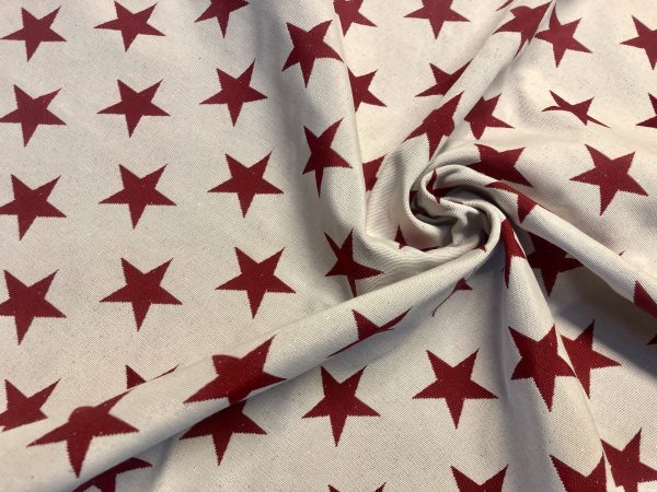 Christmas Stars Jacquard Double Face Gobelin Fabric Material for Curtains Home Decor Upholstery - 55"/140cm Wide - WHITE & RED - Image 2