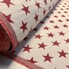Christmas Stars Jacquard Double Face Gobelin Fabric Material for Curtains Home Decor Upholstery – 55"/140cm Wide – WHITE & RED
