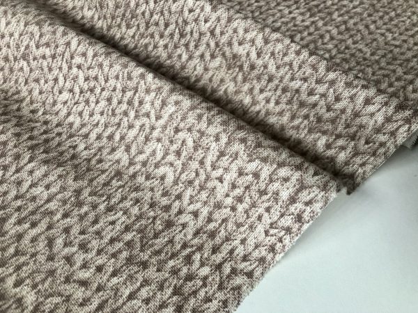 Knit Look Texture Effect Digital Print Jersey Yarn Stitch Fabric Material Curtain Light Upholstery – 55"/140cm Wide Beige & Cream