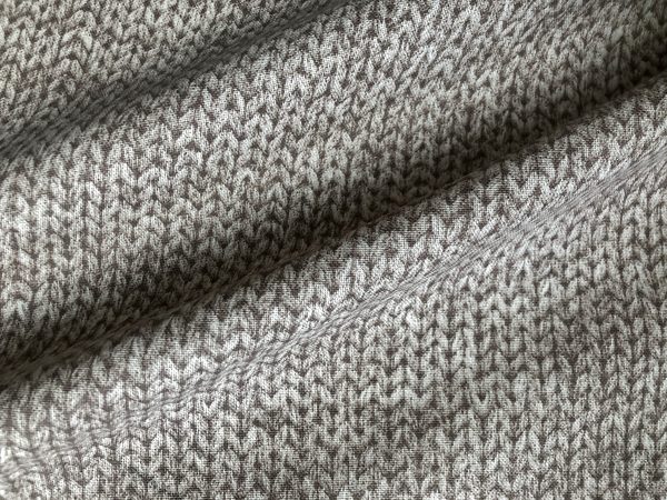 Knit Look Texture Effect Digital Print Jersey Yarn Stitch Fabric Material Curtain Light Upholstery - 55"/140cm Wide Beige & Cream - Image 2