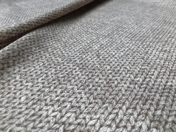 Knit Look Texture Effect Digital Print Jersey Yarn Stitch Fabric Material Curtain Light Upholstery - 55"/140cm Wide Beige & Cream - Image 3