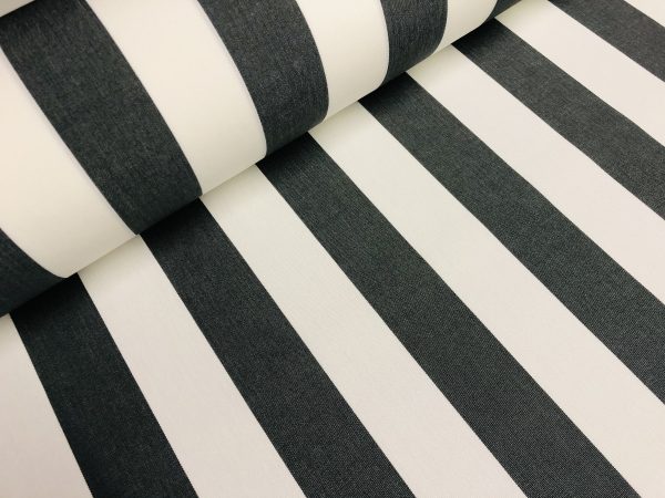 Black & White Striped DRALON Outdoor Fabric Acrylic Teflon Waterproof Upholstery Material For Cushion Gazebo Beach - 125"/320cm Wide - Image 2