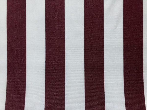 Burgundy & White Striped DRALON Outdoor Fabric Acrylic Teflon Waterproof Upholstery Material For Cushion Gazebo Beach - 63"/160cm Wide - Image 2