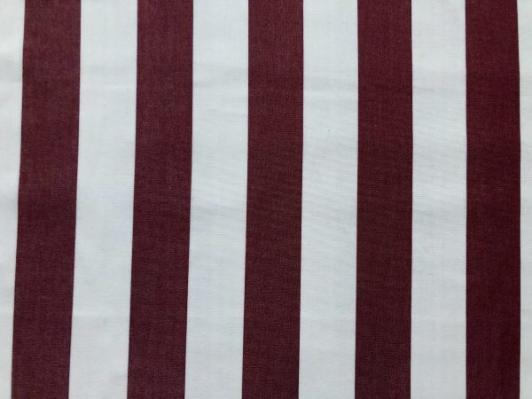 Burgundy & White Striped DRALON Outdoor Fabric Acrylic Teflon Waterproof Upholstery Material For Cushion Gazebo Beach - 63"/160cm Wide - Image 3