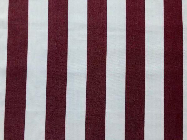 Burgundy & White Striped DRALON Outdoor Fabric Acrylic Teflon Waterproof Upholstery Material For Cushion Gazebo Beach - 125"/320cm Wide - Image 3