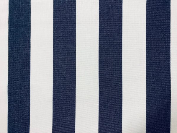 Navy Blue & White Striped DRALON Outdoor Fabric Acrylic Teflon Waterproof Upholstery Material For Cushion Gazebo Beach - 63"/160cm Wide - Image 2