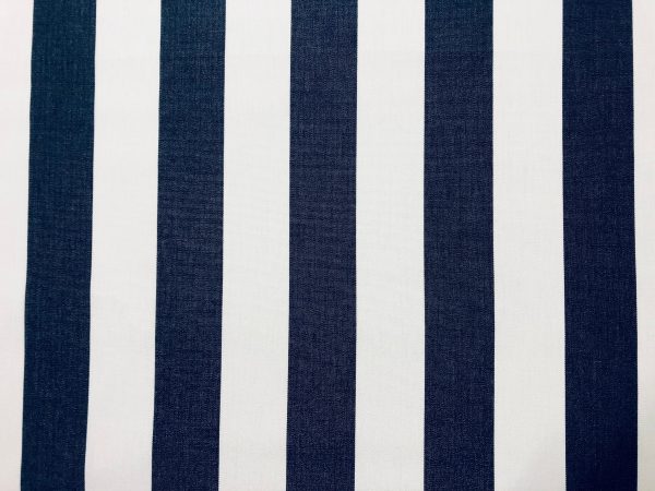 Navy Blue & White Striped DRALON Outdoor Fabric Acrylic Teflon Waterproof Upholstery Material For Cushion Gazebo Beach - 63"/160cm Wide - Image 3