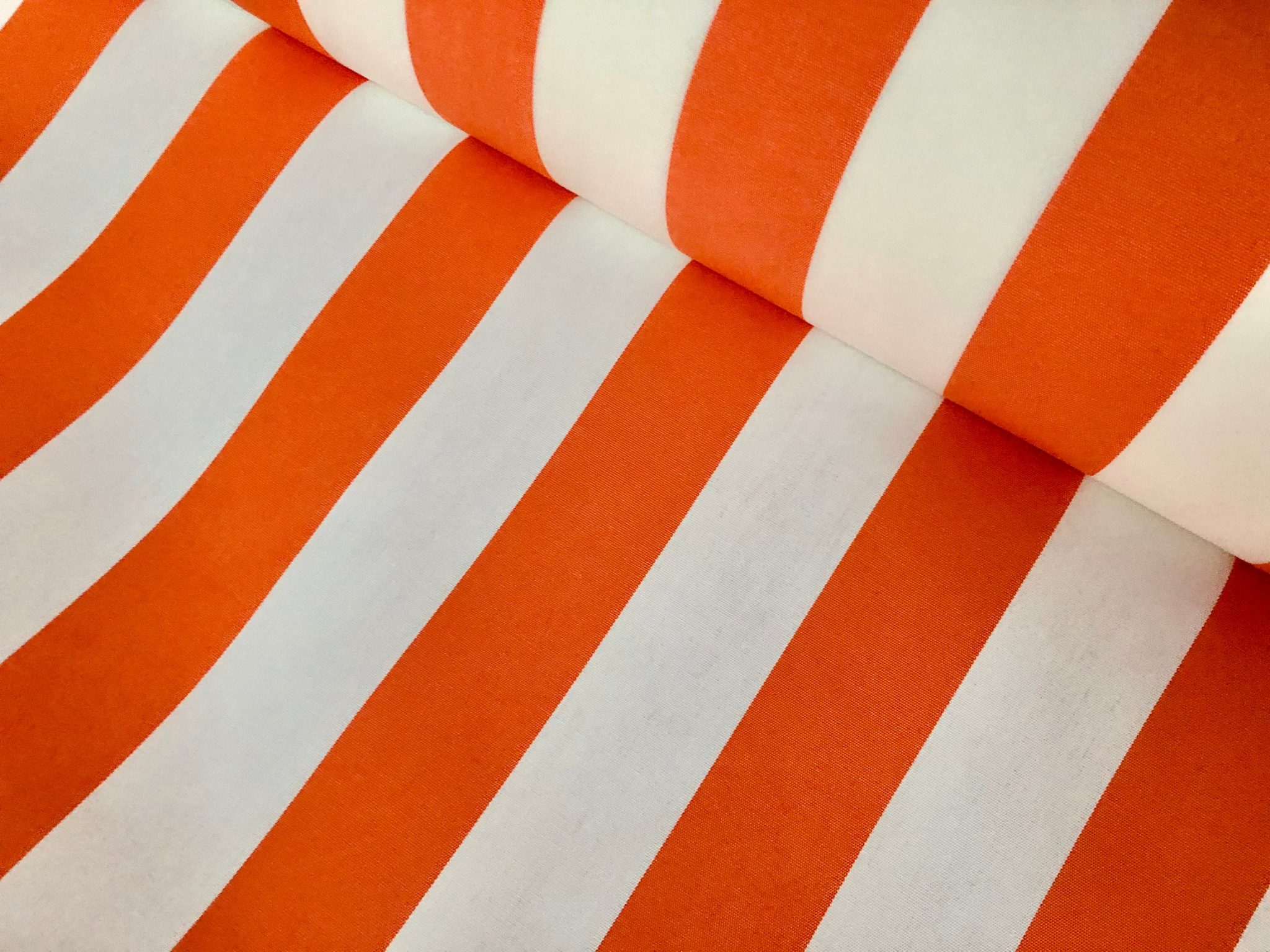 Orange & White Striped DRALON Outdoor Fabric Acrylic Teflon Waterproof