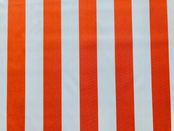 Orange & White Striped DRALON Outdoor Fabric Acrylic Teflon Waterproof Upholstery Material For Cushion Gazebo Beach - 63"/160cm Wide - Image 2