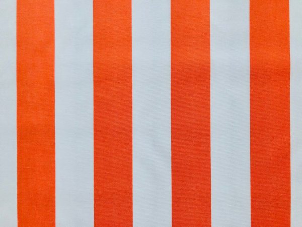 Orange & White Striped DRALON Outdoor Fabric Acrylic Teflon Waterproof Upholstery Material For Cushion Gazebo Beach - 125"/320cm Extra Wide - Image 3