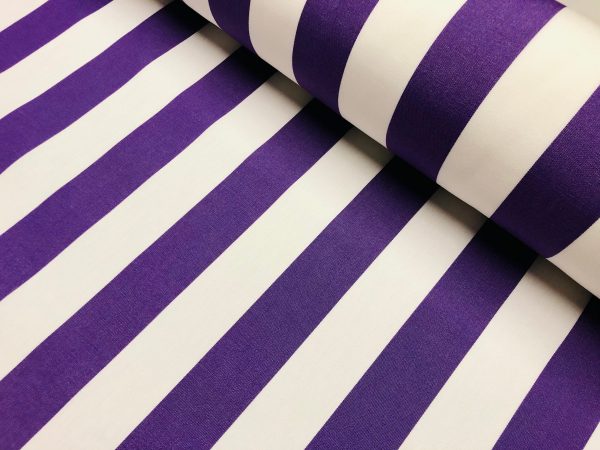 Purple & White Striped DRALON Outdoor Fabric Acrylic Teflon Waterproof Upholstery Material For Cushion Gazebo Beach – 63"/160cm Extra Wide