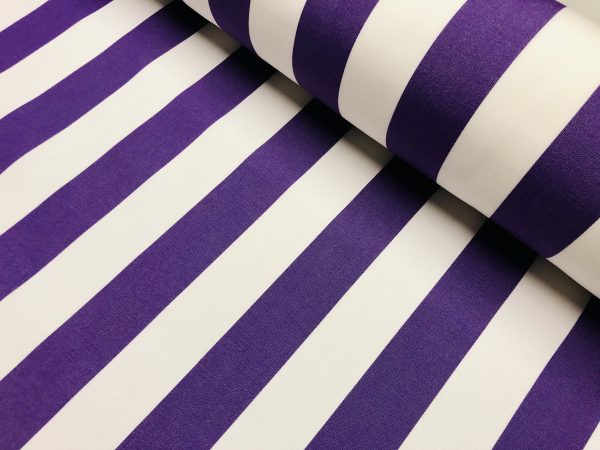 Purple & White Striped DRALON Outdoor Fabric Acrylic Teflon Waterproof Upholstery Material For Cushion Gazebo Beach - 125"/320cm Extra Wide - Image 2