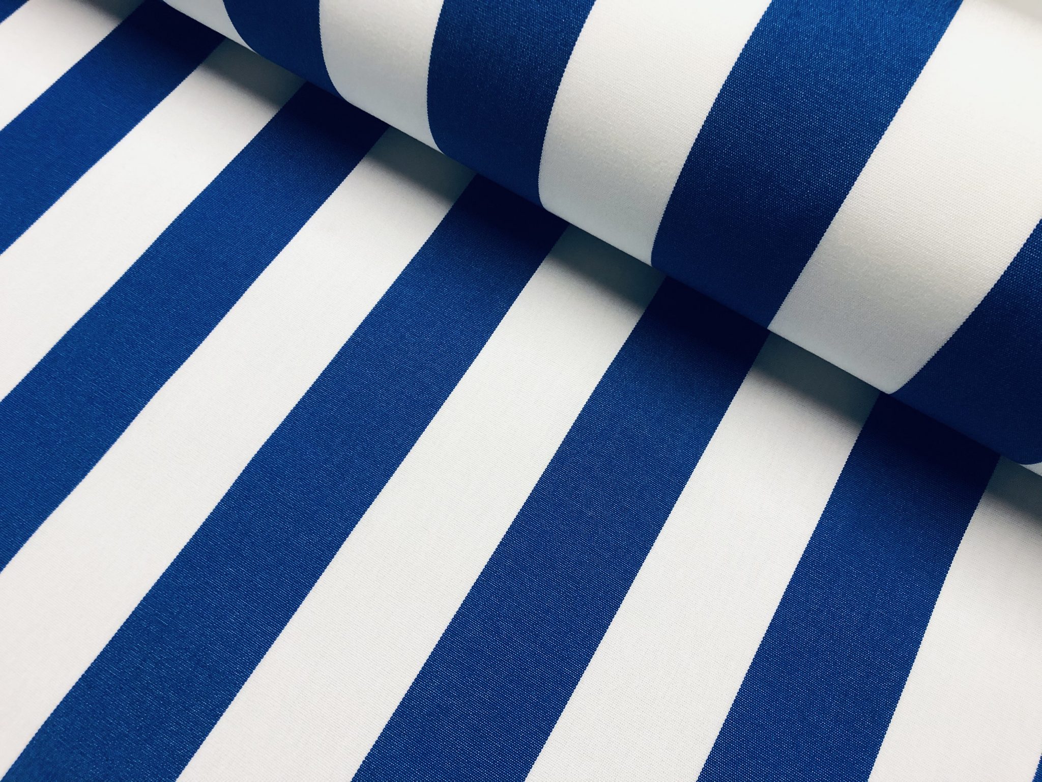 Royal Blue & White Striped DRALON Outdoor Fabric Acrylic Teflon ...