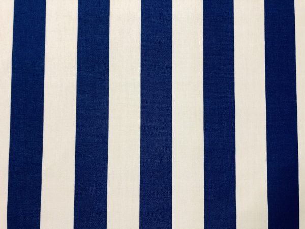 Royal Blue & White Striped DRALON Outdoor Fabric Acrylic Teflon Waterproof Upholstery Material For Cushion Gazebo Beach - 63"/160cm Wide - Image 3