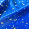 ICE STAR Silk Taffeta fabric nylon material Taffeta Foil Gold Stars – 55"/ 140cm wide – Royal BLUE