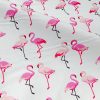 Pink Flamingo Poplin Fabric Bird Print Material 100% Cotton for Face Mask, Dress, Home decor – 150cm Wide – White
