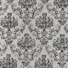 Floral Damask Antique Print Fabric Spanish Tile Baroque Material Vintage Look Upholstery Curtains Dressmaking 55''/140cm wide – Grey & White
