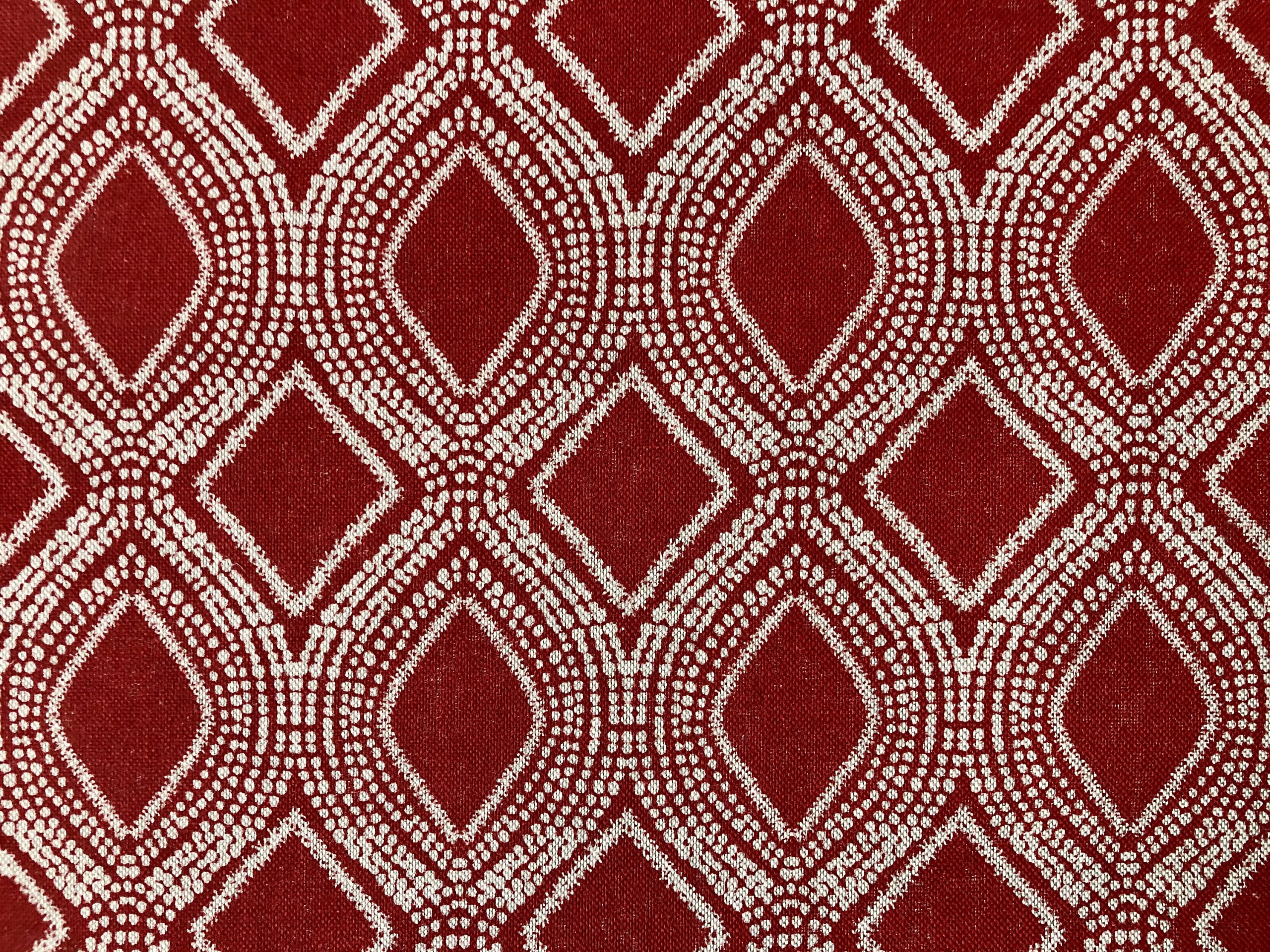 Decorative Diamond Design in Red and Gold, Upholstery Fabric, Heavy  Drapery, Polyester, 54 Wide