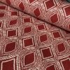 Art Deco Damask Rhombus Diamond Print Fabric Floral Cotton Material for Curtains Upholstery Home Decor 140cm wide RED &  CREAM