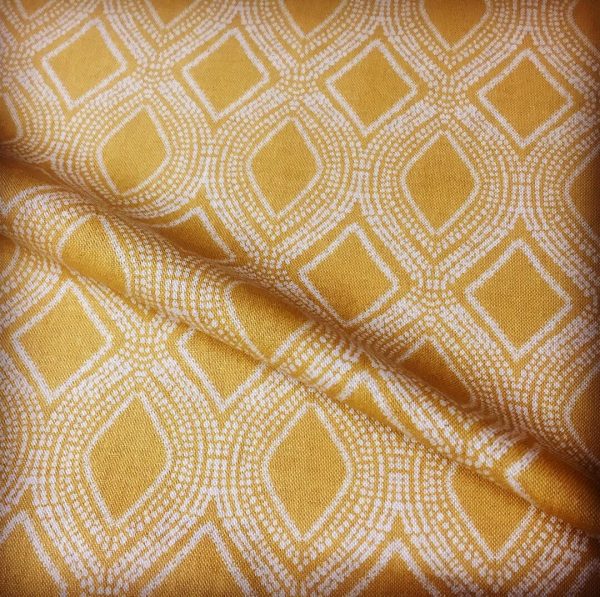 Art Deco Damask Rhombus Diamond Print Fabric Floral Cotton Material for Curtains Upholstery Home Decor 280cm EXTRA wide Ochre Mustard Cream - Image 7