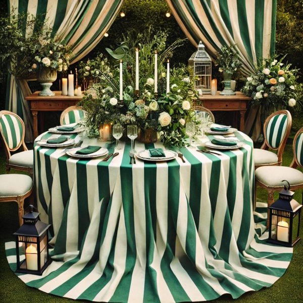 Emerald Green & White Striped DRALON Outdoor Fabric Acrylic Teflon Waterproof Upholstery Material For Cushion Gazebo Beach - 63"/160cm Wide - Image 5