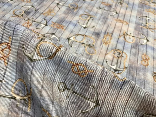Nautical KNOTS Fabric Curtain Material for Dress Home Decor Curtain Upholstery Wooden Plank Anchor Print - 55"/ 140cm wide - Image 6
