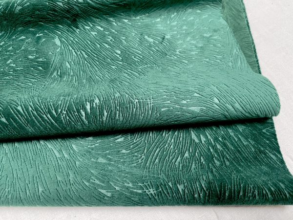 Embossed Velvet Fabric Super Soft Velour Material Home Decor Curtains Upholstery Dressmaking - 59 "/ 150 cm Wide - DARK GREEN - Image 2