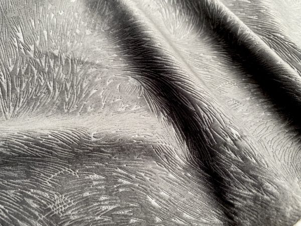 Embossed Velvet Fabric Super Soft Velour Material Home Decor Curtains Upholstery Dressmaking - 59 "/ 150 cm Wide - CHARCOAL GREY - Image 2