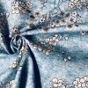 BLUE Japanese Sakura Blossom Cherry Floral Twill Curtain Fabric Oriental Furnishing Material – 55'' wide textile
