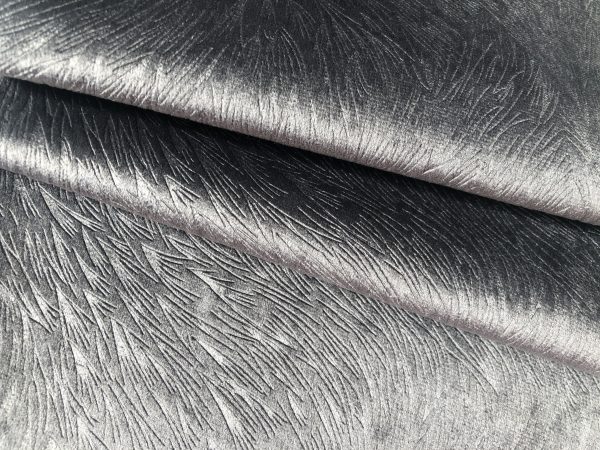 Embossed Velvet Fabric Super Soft Velour Material Home Decor Curtains Upholstery Dressmaking - 59 "/ 150 cm Wide - CHARCOAL GREY - Image 4