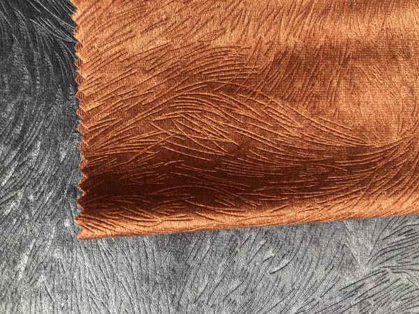 Embossed Velvet Fabric Super Soft Velour Material Home Decor Curtains Upholstery Dressmaking - 59 "/ 150 cm Wide - COPPER TERRACOTTA - Image 2